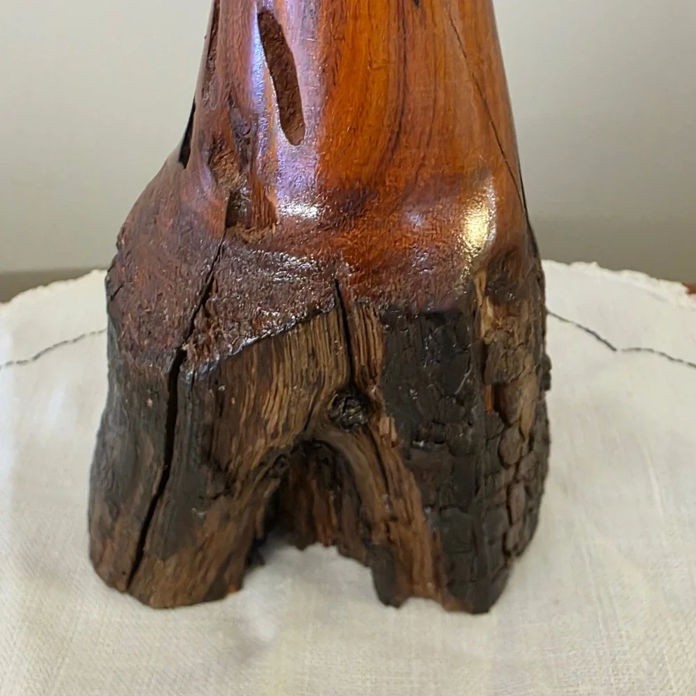 CLEARANCE 💲6️⃣ Rustic Burl Wood Candle Holder‎ Hand Carved Natural Bark Texture